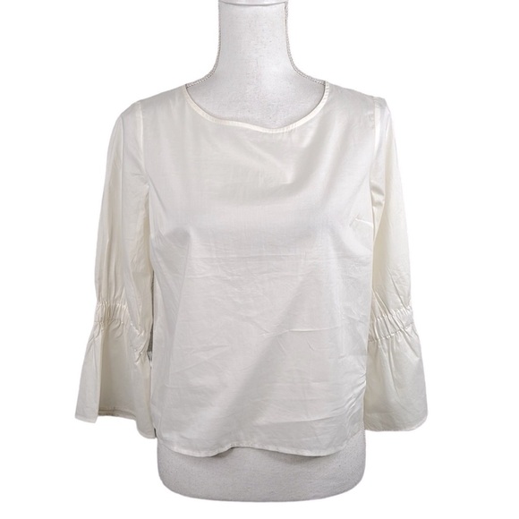 Express White Boho V-Back Neck Tie Long Sleeve Top Size XS New with tags! - Picture 1 of 5